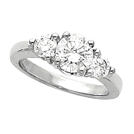 14k Gold Round Russian Cubic Zirconia 3 Stone Engagement Ring , Shop ...