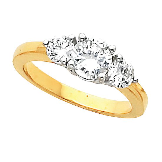 14k Gold Round Russian Cubic Zirconia 3 Stone Engagement Ring , Shop ...