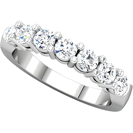 14k Gold Round Russian Cubic Zirconia 7 Stone Anniversary Wedding Ring ...
