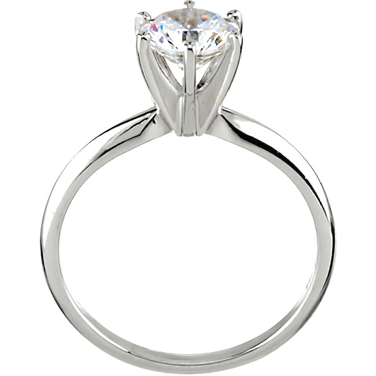 Solid 14k Gold CZ Cubic Zirconia 6 Prong Solitaire Engagement Ring