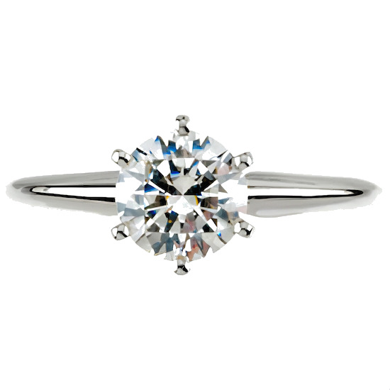 Solid 14k Gold CZ Cubic Zirconia 6 Prong Solitaire Engagement Ring