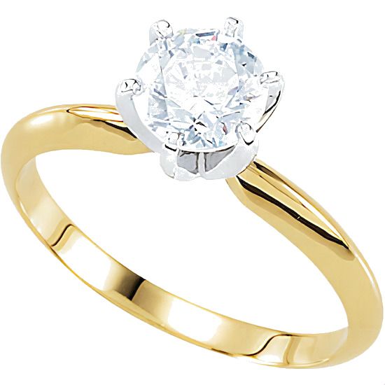 Solid 14k Gold CZ Cubic Zirconia 6 Prong Solitaire Engagement Ring