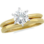 Solid 14k Gold CZ Cubic Zirconia 6 Prong Solitaire Engagement Ring