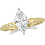 Solid 14k Gold CZ Marquis Cubic Zirconia 6 Prong Solitaire Engagement Ring