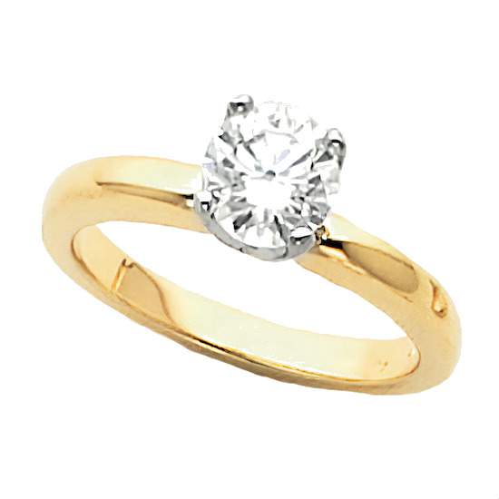 Solid 14k Gold Round Brilliant CZ Cubic Zirconia Solstice Solitaire ...