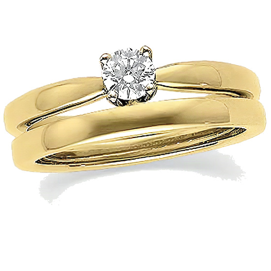 Solid 14k Gold Round Brilliant CZ Cubic Zirconia Solstice Solitaire ...