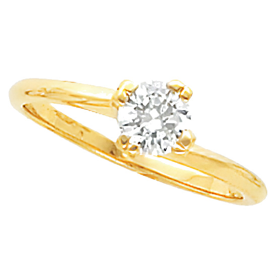 Solid 14k Gold Round Brilliant CZ Cubic Zirconia Twist Solitaire ...