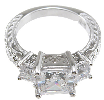 Antique Silver Ring with Zirconia main image 0