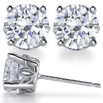 14k Gold Russian Round Brilliant Cut CZ Cubic Zirconia Antique Vintage Style Scroll Earrings