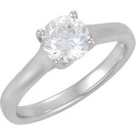 S112 Solid 14k Gold Round Brilliant CZ Cubic Zirconia Lucern Solitaire Engagement Ring